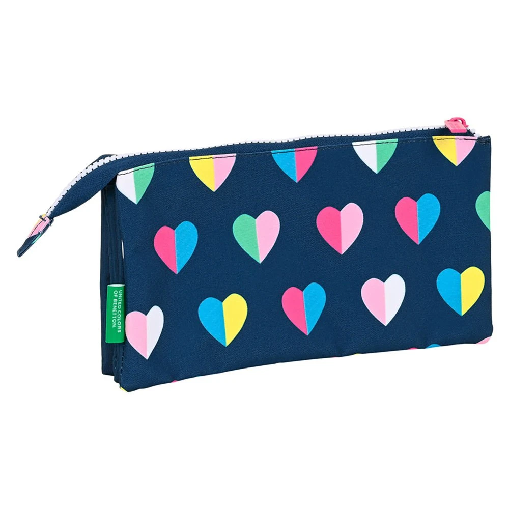 Safta Benetton Hearts Triple Pencil Case 2 Safta Benetton Hearts Triple Pencil Case - Image 2