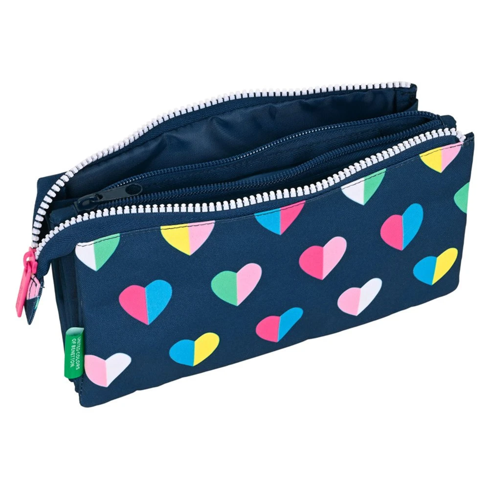 Safta Benetton Hearts Triple Pencil Case 3 Safta Benetton Hearts Triple Pencil Case - Image 3